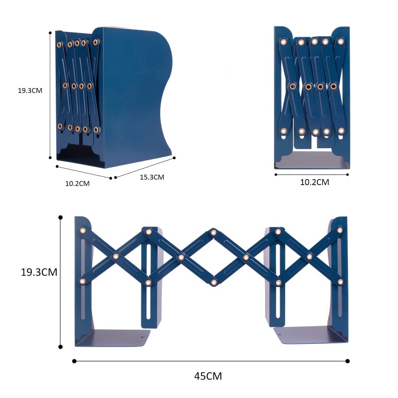 Aobopar Metal Bookends - Heavy Duty Book Holders for Shelves, Suitable for Office, Home and School Use (Dark Blue) - Image 3